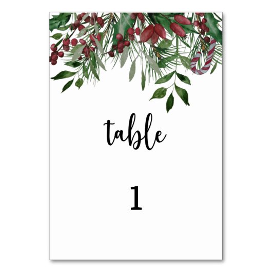 Immergrüne Tischkarte Tischnummer (Vorderseite)