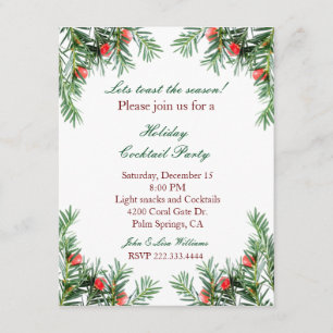 Immergrüne und rote Beeren-Feiertags-Einladung Einladung