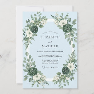Immergrüne üppige Blumen-Girlande Hochzeit Einladung
