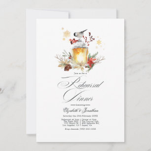 Immergrüne Winter-Kiefern-Hochzeitsprobe-Abendesse Einladung