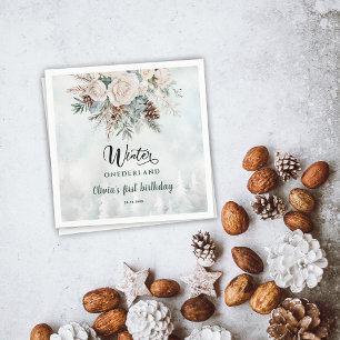 Immergrüne Winter Onederland Erste Geburtstag Serviette