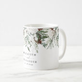 Immergrüne Winter Weihnachten Hochzeit Kaffeetasse (VorderseiteRechts)