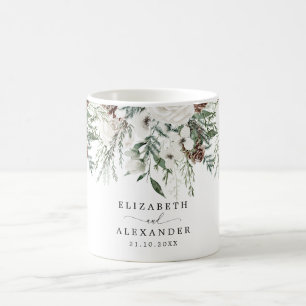 Immergrüne Winter Weihnachts Hochzeit Kaffeetasse