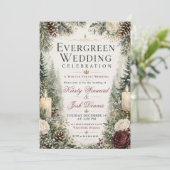 Immergrüne Winterwald-Hochzeit Einladung (Stehend Vorderseite)