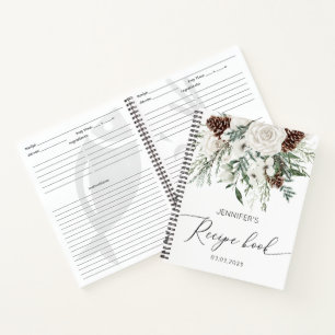 Immergrüner eleganter Brause-Brauch-rezeptbuch Notizblock