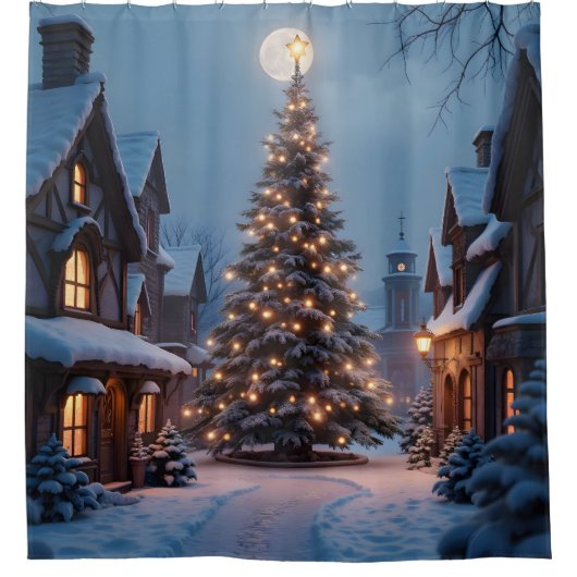 Immergrüner Glanz – Weihnachtsbaum Kunst Duschvorh Duschvorhang (Vorderseite)
