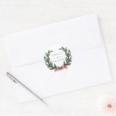 Immergrüner Kiefern-Kranz-Hochzeit Runder Aufkleber (Umschlag)