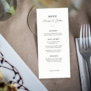 Immergrüner Kiefernberg Schwarz-Weiß-Hochzeit Menükarte
