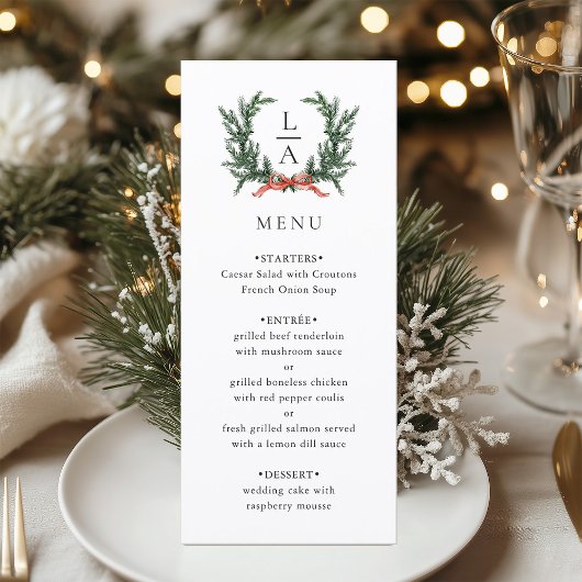 Immergrüner Kranz Hochzeit Menükarte
