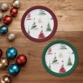 Immergrüner minimalistischer moderner Weihnachtsba Pappteller
