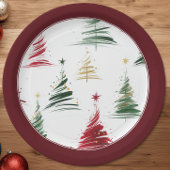 Immergrüner minimalistischer moderner Weihnachtsba Pappteller