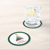 Immergrüner minimalistischer Weihnachtsbaum Runder Pappuntersetzer (Vor Ort)