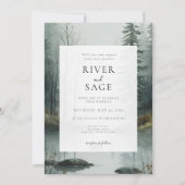 Immergrüner Nebel | Rustikale Aquarell-Waldhochzei Einladung (Vorderseite)