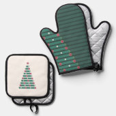 Immergrüner Rhythmus Ofenhandschuh & Topflappen-Set (Vorderseite/Rückseite)