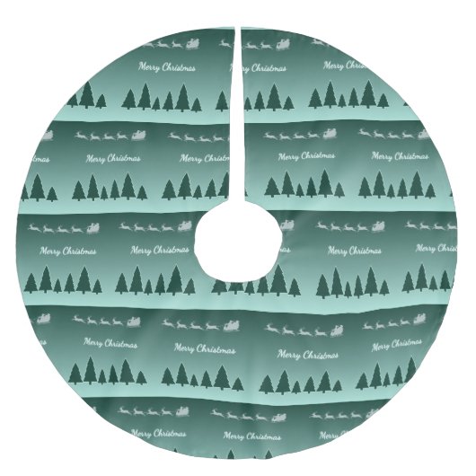 Immergrüner Schlitten-Weihnachtsrock-Glanz Polyester Weihnachtsbaumdecke (Vorderseite)