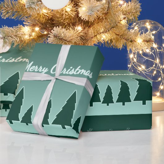 Immergrüner Schlittenwald-Muster-Leuchten Geschenkpapier (Feiertage)