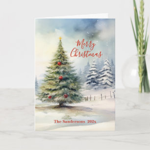 Immergrüner Vintage-Tannenbaum-Weihnachtsbaum Weih Feiertagskarte