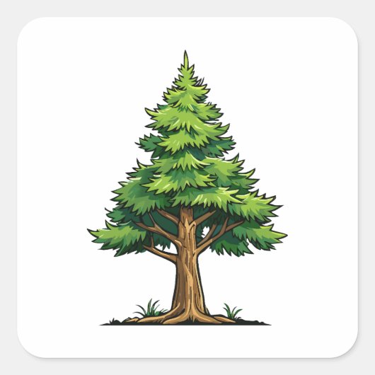 Immergrüner Wald Quadratischer Aufkleber (Vorderseite)