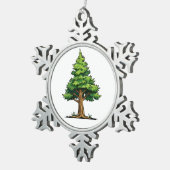Immergrüner Wald Schneeflocken Zinn-Ornament (Rechts)