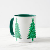 Immergrüner Weihnachtsbaum mit Schneeflocken Tasse (Vorderseite Links)