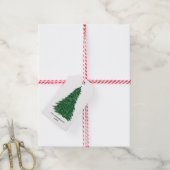 Immergrüner Weihnachtsbaum | Schneebedeckte Kiefer Geschenkanhänger (Mit Garn)