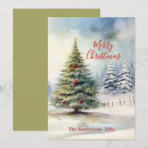 Immergrüner Weihnachtsbaum Vintage-Karte