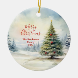 Immergrüner Weihnachtsbaum Vintage Keramik Ornament