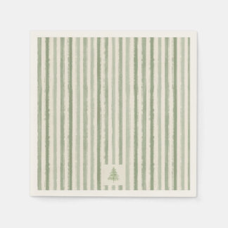 Immergrüner Weihnachtscocktail Salbei Grüne Streif Serviette