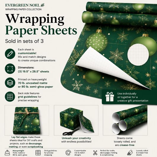 Immergrüner Weihnachtsmann Geschenkpapier Set