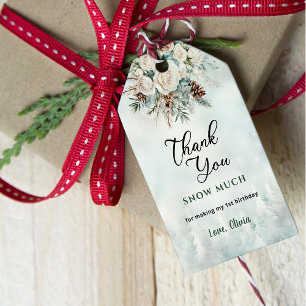 Immergrüner Winter Erster Geburtstag Danke Geschenkanhänger