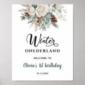 Immergrüner Winter Onederland Erster Geburtstag Poster (Vorne)