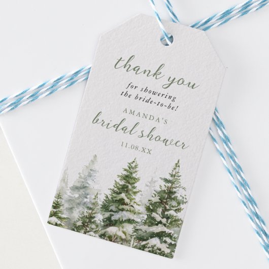 Immergrüner Winterwald Kiefern Danke Geschenkanhänger