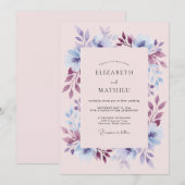 Immergrünes Blumenwald-Hochzeit Einladung (Vorne/Hinten)