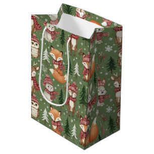 Immergrünes Weihnachts-Fuchs-Hirsch-Kaninchen-Eule Mittlere Geschenktüte