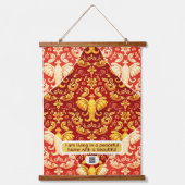 Immersive Design: Radiant Gold Elephants on Deep C Wandteppich Mit Holzrahmen (Vorderseite)