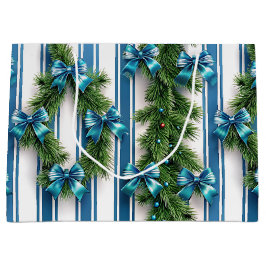 IMMERTGRÜNER GIRLANDE BLAUE FEIERTAGE SCHLEIFEN &  GROßE GESCHENKTÜTE