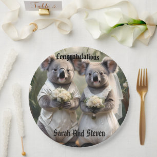 "Immerwährende Gelübde: Eine Koala-Hochzeit in Wei Pappteller