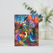 Immigrant Farmers Colorful Abstract Original art Postkarte (Stehend Vorderseite)