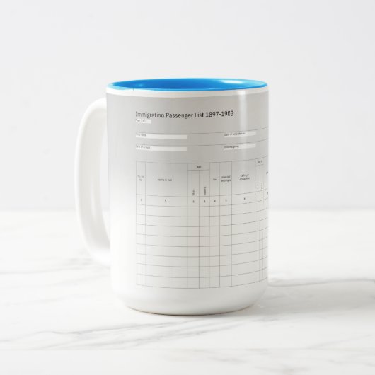 Immigrant Passenger List Coffee Mug Zweifarbige Tasse (Vorderseite Links)