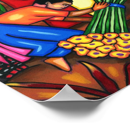 Immigranten Bauer Farbige Abstrakte Originalkunst Poster (Ecke)