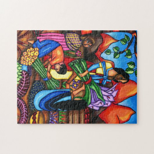 Immigranten Bauer Farbige Abstrakte Originalkunst Puzzle (Horizontal)