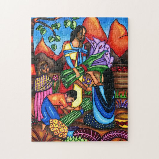 Immigranten Bauer Farbige Abstrakte Originalkunst Puzzle (Vertikal)