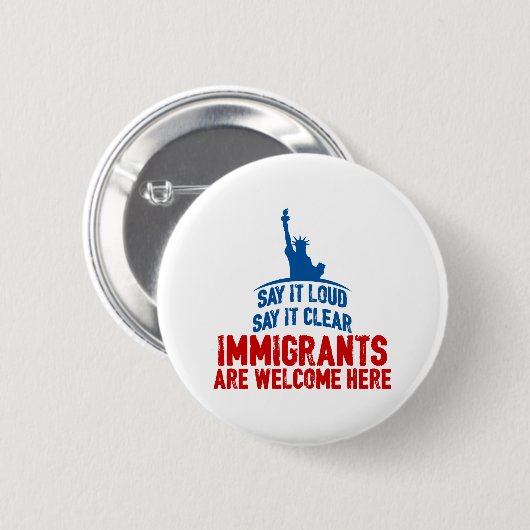 Immigranten begrüßen ringsum Knopf Button (Vorne & Hinten)