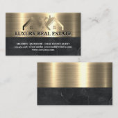 Immobilien-Anwesen | Metallisches Gold-Schwarz-Mar Visitenkarte (Vorne/Hinten)
