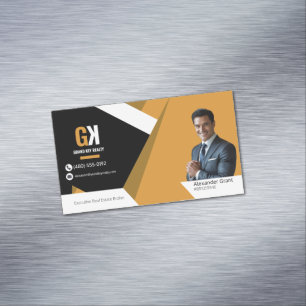 Immobilien Black & Gold Real Estate Magnetische Visitenkarte