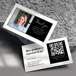 Immobilien-Dankeschön und QR-Code-Bewertung Weiß Visitenkarte