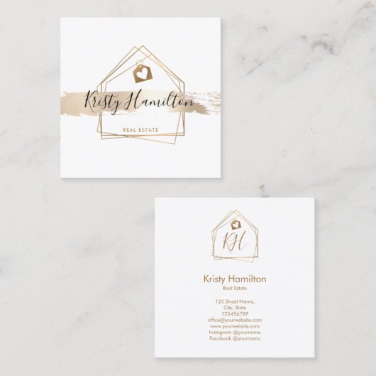 Immobilien für berufliches Anwesen Quadratische Visitenkarte (Vorne/Hinten)