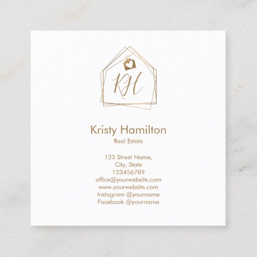 Immobilien für berufliches Anwesen Quadratische Visitenkarte (Rückseite)