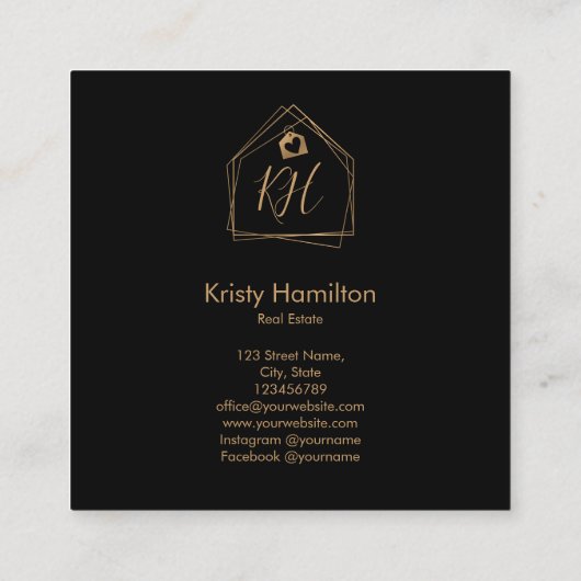 Immobilien für berufliches Anwesen Quadratische Visitenkarte (Rückseite)