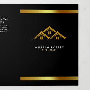 Immobilien Golden House Logo Moderner Makler Dreifach Gefaltete Karte